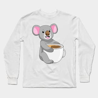 Koala with Coffee Cup Long Sleeve T-Shirt